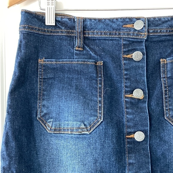 Kenneth Cole 10 pencil jean skirt blue pockets - Picture 3 of 11